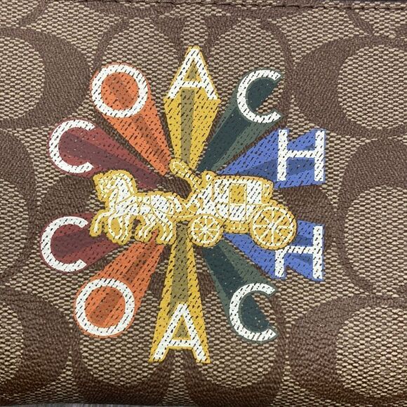 Coach RAIDIAL RAINBOW 🌈 Corner Zip Wristlet Leather Wallet Bag - Picture 3 of 6